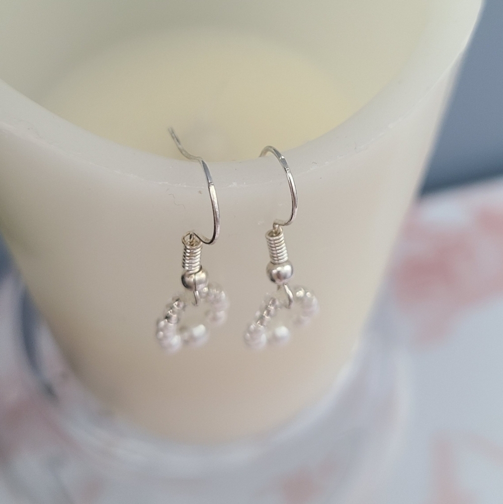 Handmade Silver-Toned White Faux Pearl Bracelet Earrings - Picture 4 of 7